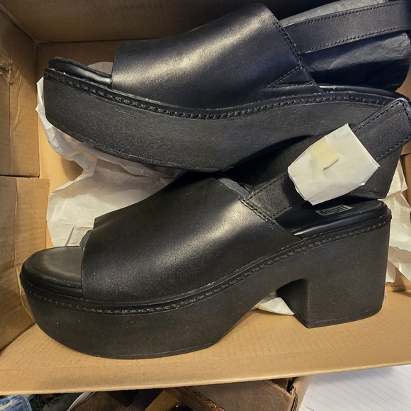 FitFlop Pilar Leather Slingback-Strap Platform Sandals NWT in Box Black Size 8 - Picture 7 of 10
